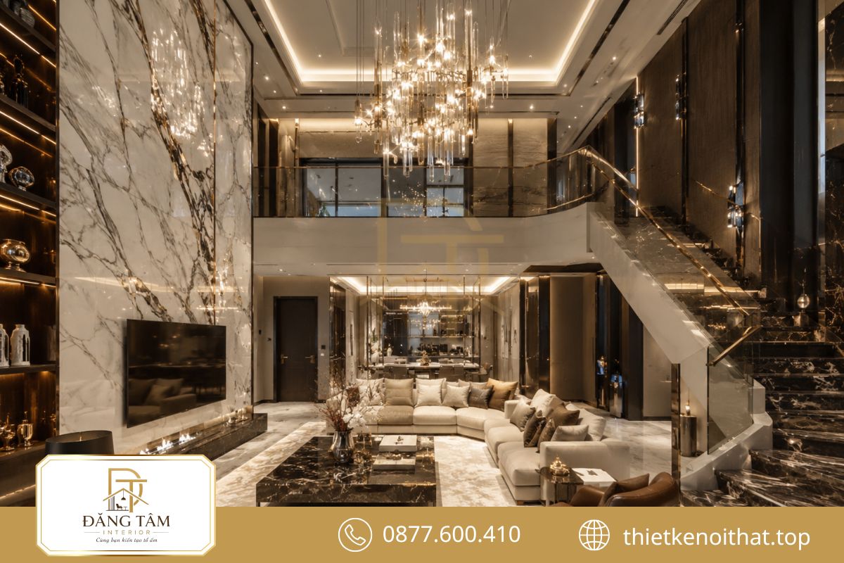 Thiết kế nội thất biệt thự liền kề Luxury nổi bật với vật liệu cao cấp tinh tế