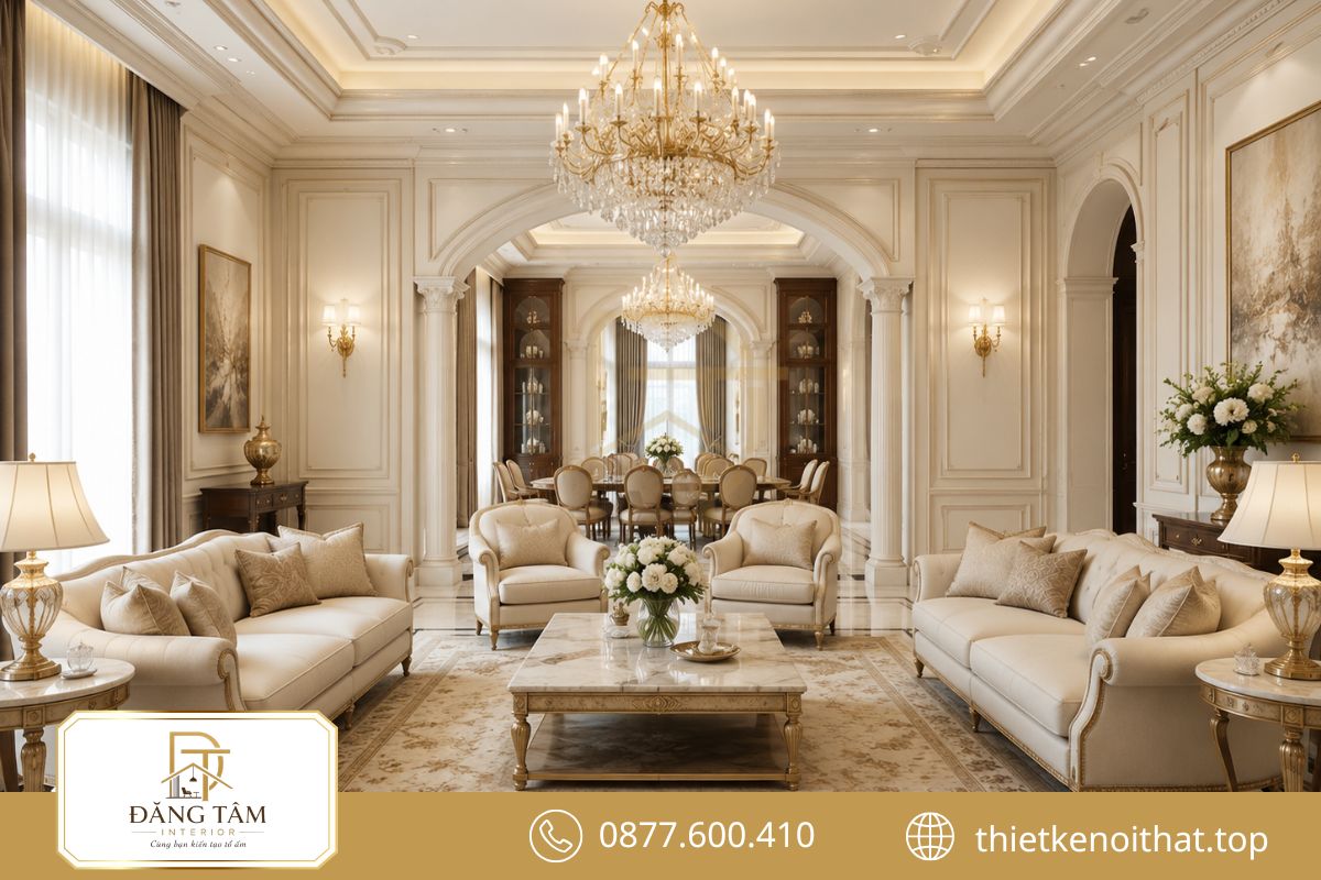 Phong cách Tân cổ điển mang vẻ thanh lịch qua tỷ lệ cân xứng và chi tiết tinh tế