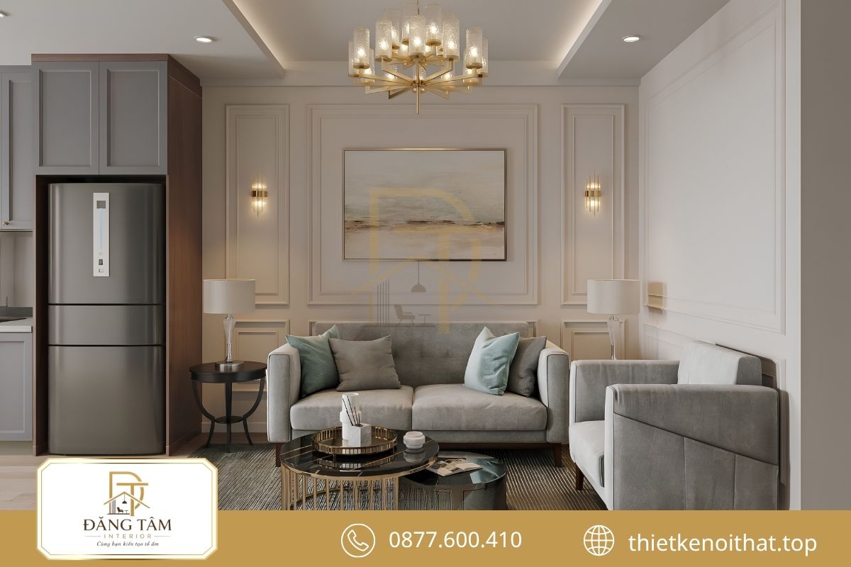 Căn hộ 1 phòng ngủ Modern Classic thanh lịch với phào chỉ mảnh 
