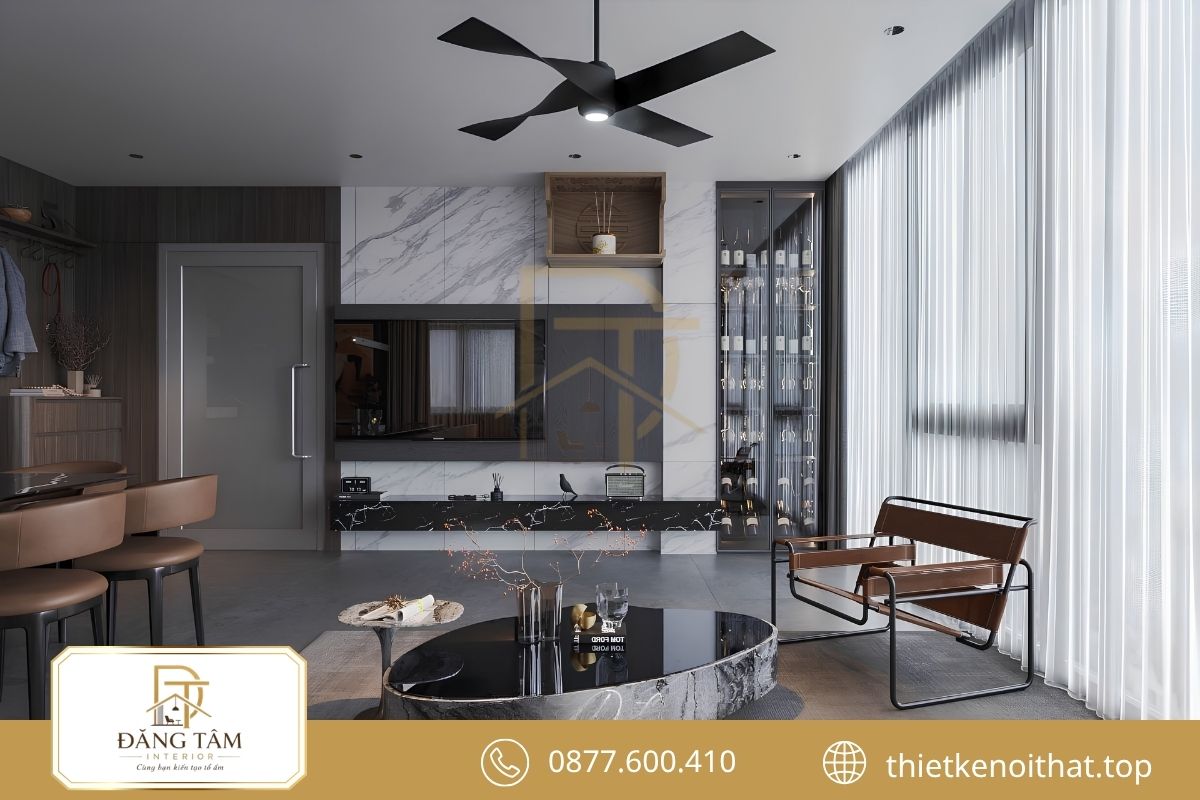 Thiết kế nội thất căn hộ chung cư 150m2 hiện đại, gọn thoáng 