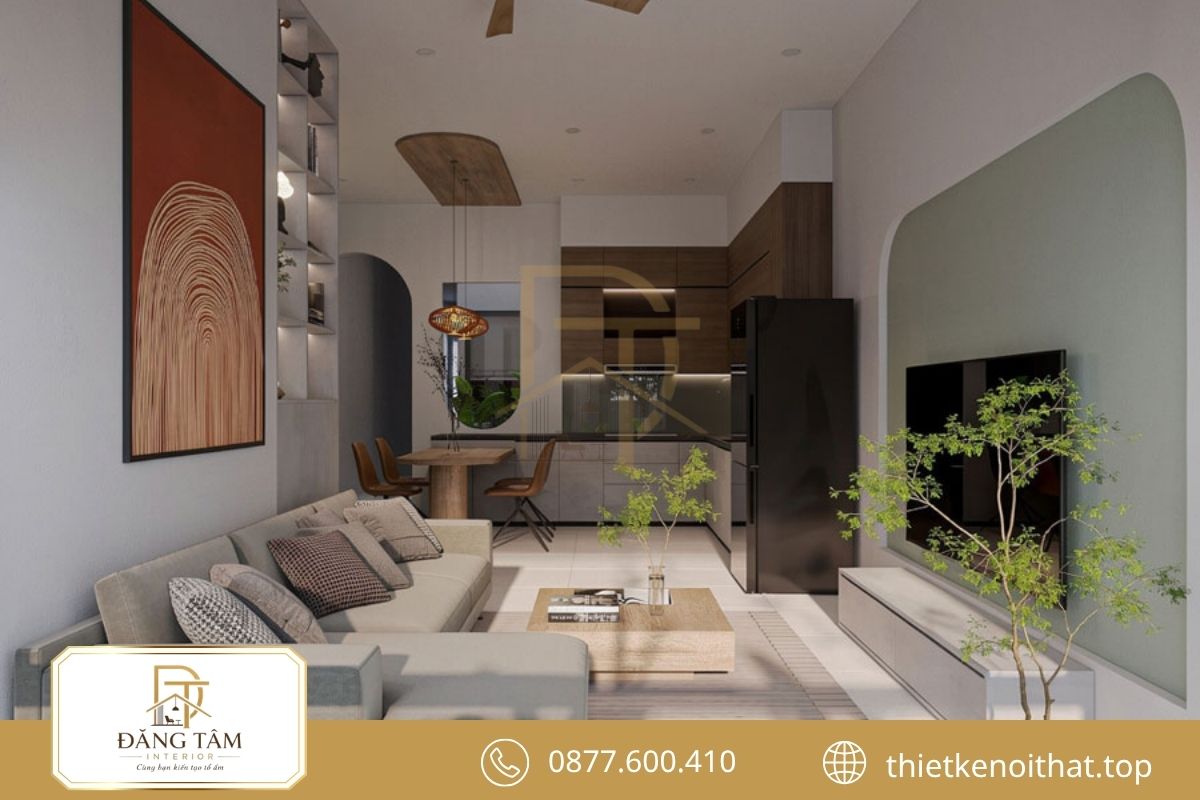 Nhà ống 50m2 bố trí nội thất khoa học và rộng thoáng 