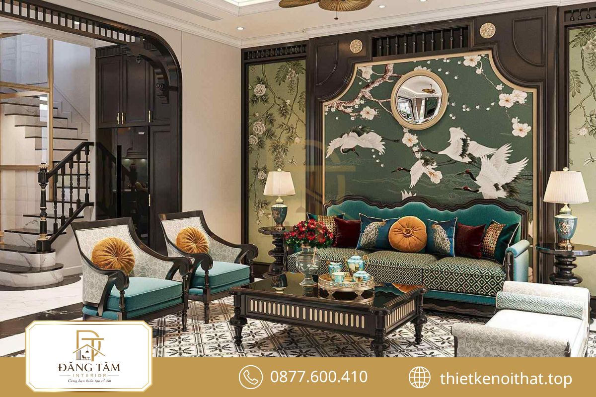 Chất liệu bản địa và họa tiết Đông Dương tạo chiều sâu cho nhà phố