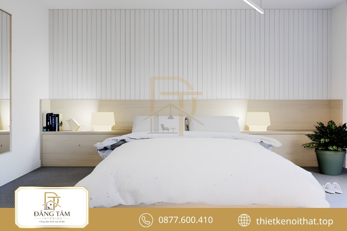 Mẫu thiết kế phòng ngủ 16m2 gam trắng tạo cảm giác sáng thoáng 