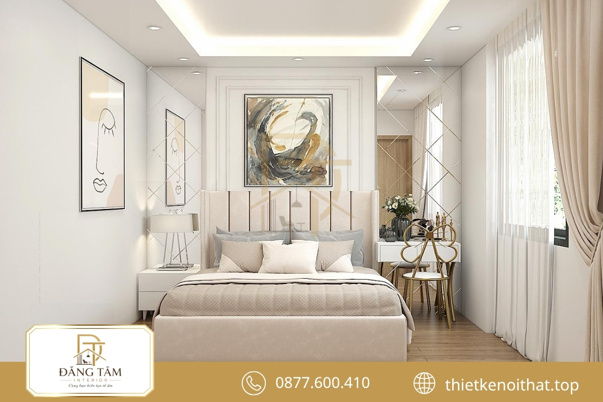 Thiết kế phòng ngủ 16m2 hiện đại với đường nét gọn liền mạch 