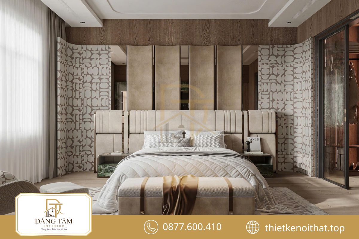 Thiết kế nội thất phòng ngủ vợ chồng tạo không gian riêng tư và gần gũi