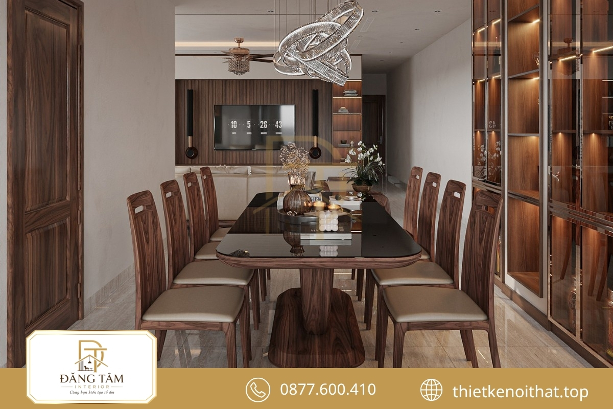 Phòng ăn phong cách nội thất đương đại tạo điểm nhấn bằng hình khối nghệ thuật
