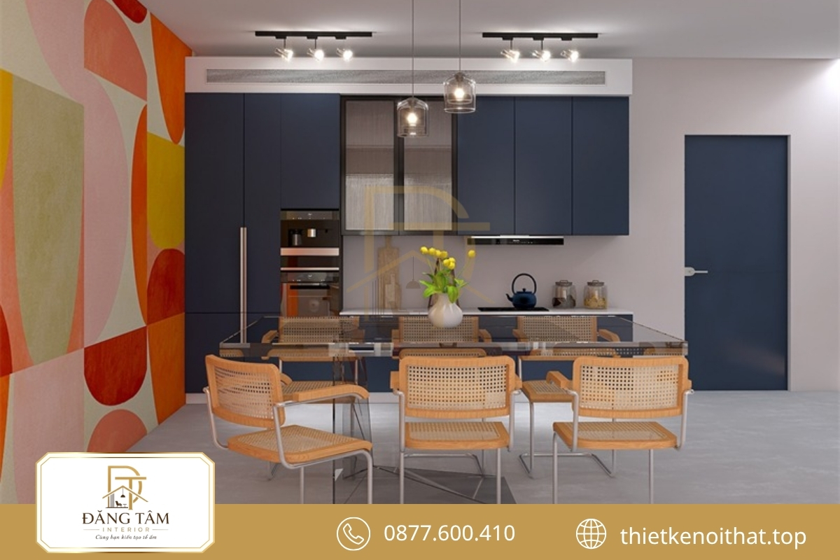 Bếp Bauhaus ưu tiên cấu trúc gọn, vật liệu rõ và công năng