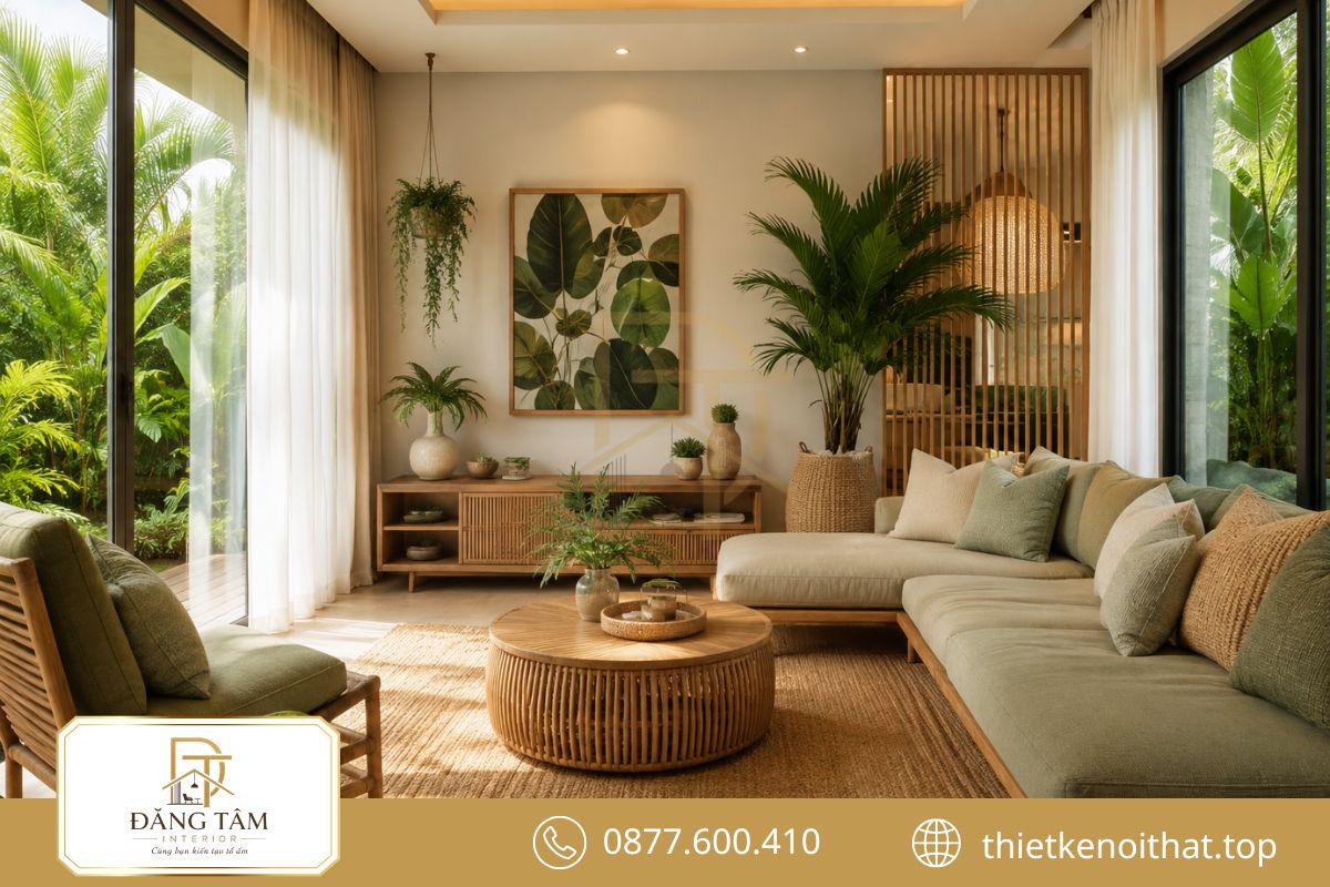 Không gian Tropical tươi mát nhờ cây xanh, gỗ tự nhiên và ánh sáng