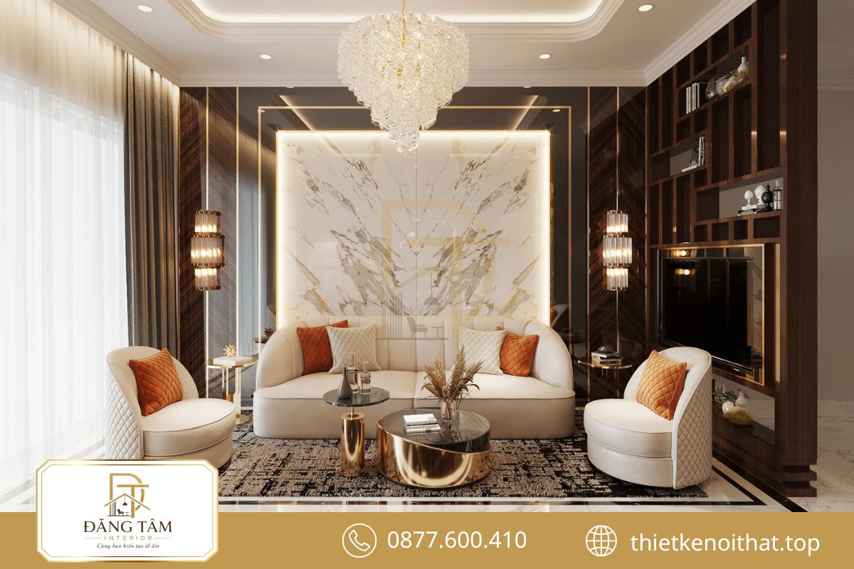 Phong cách Luxury tạo chiều sâu bằng vật liệu sang trọng, tinh tế
