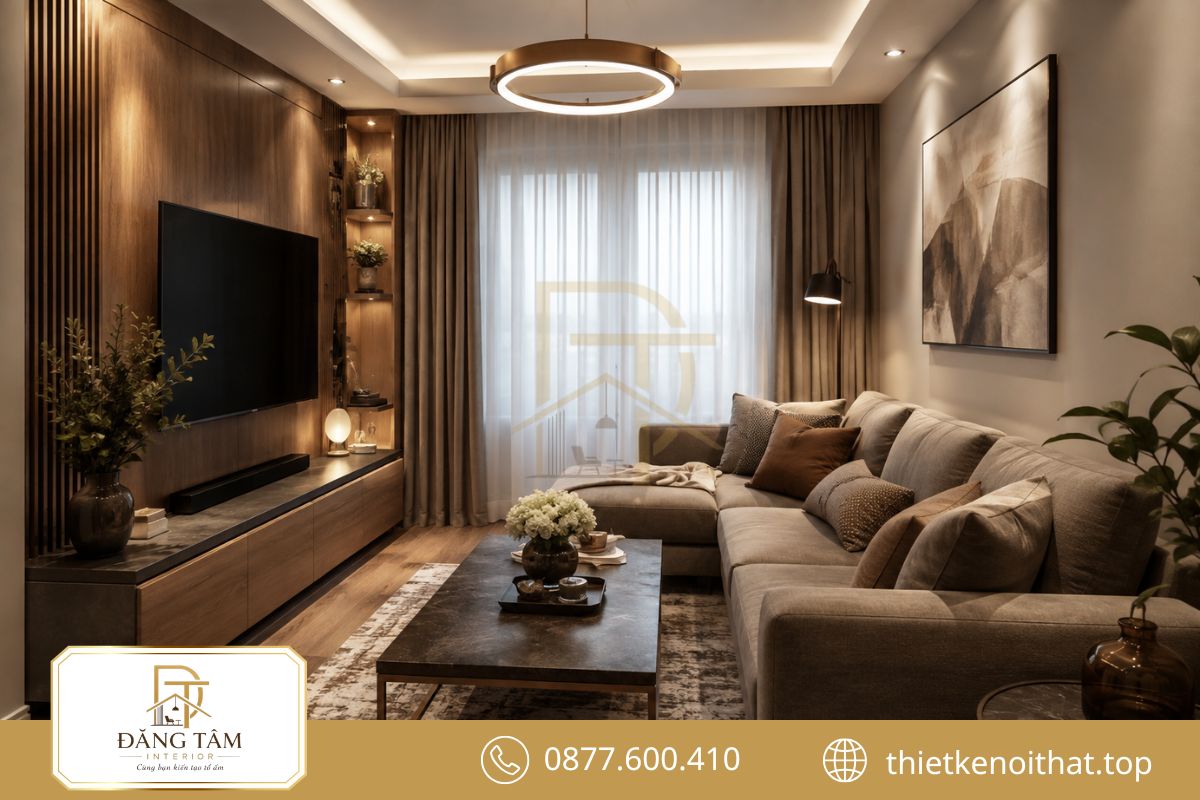 Phòng khách 15m2 hài hòa giữa công năng và giá trị thẩm mỹ