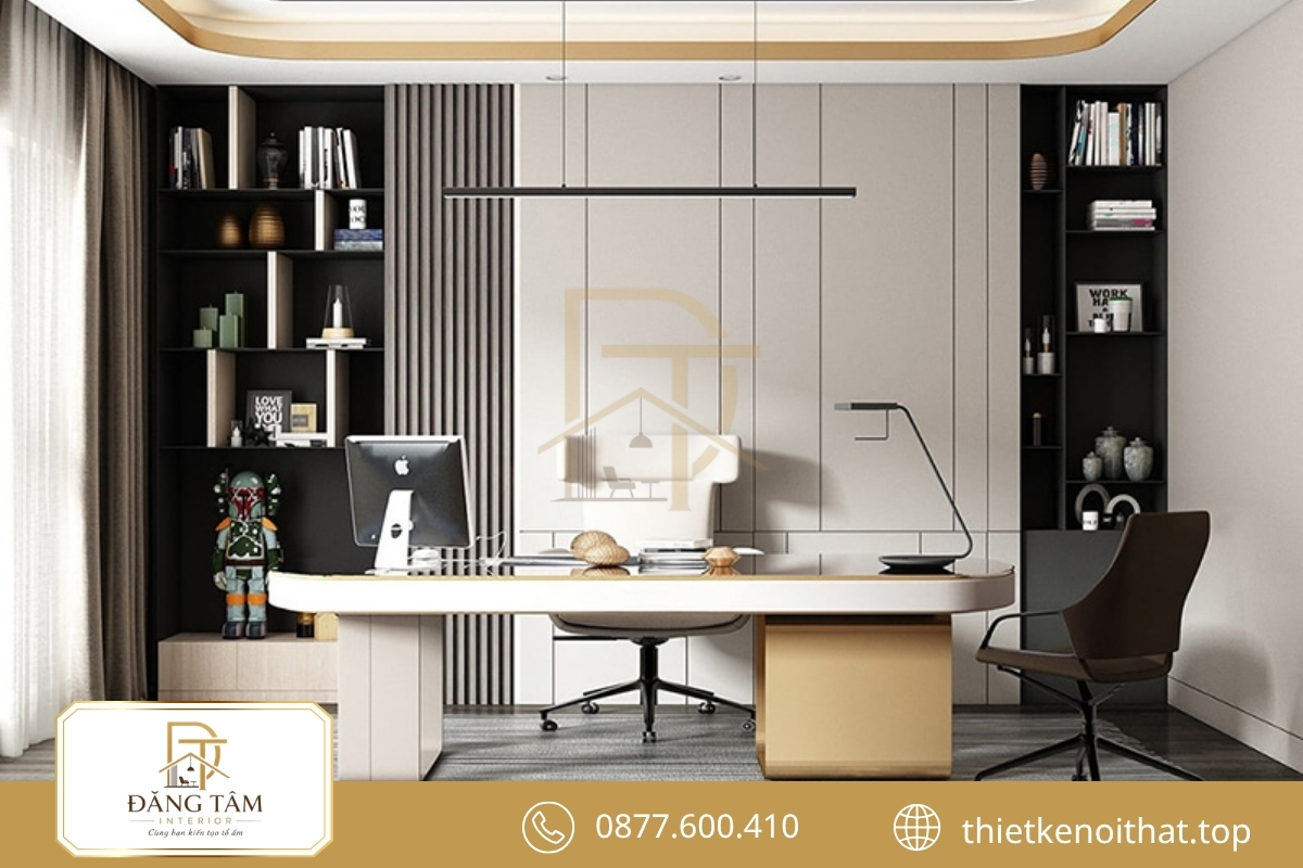 Phòng làm việc phong cách nội thất đương đại gọn gàng nhưng vẫn giàu cá tính