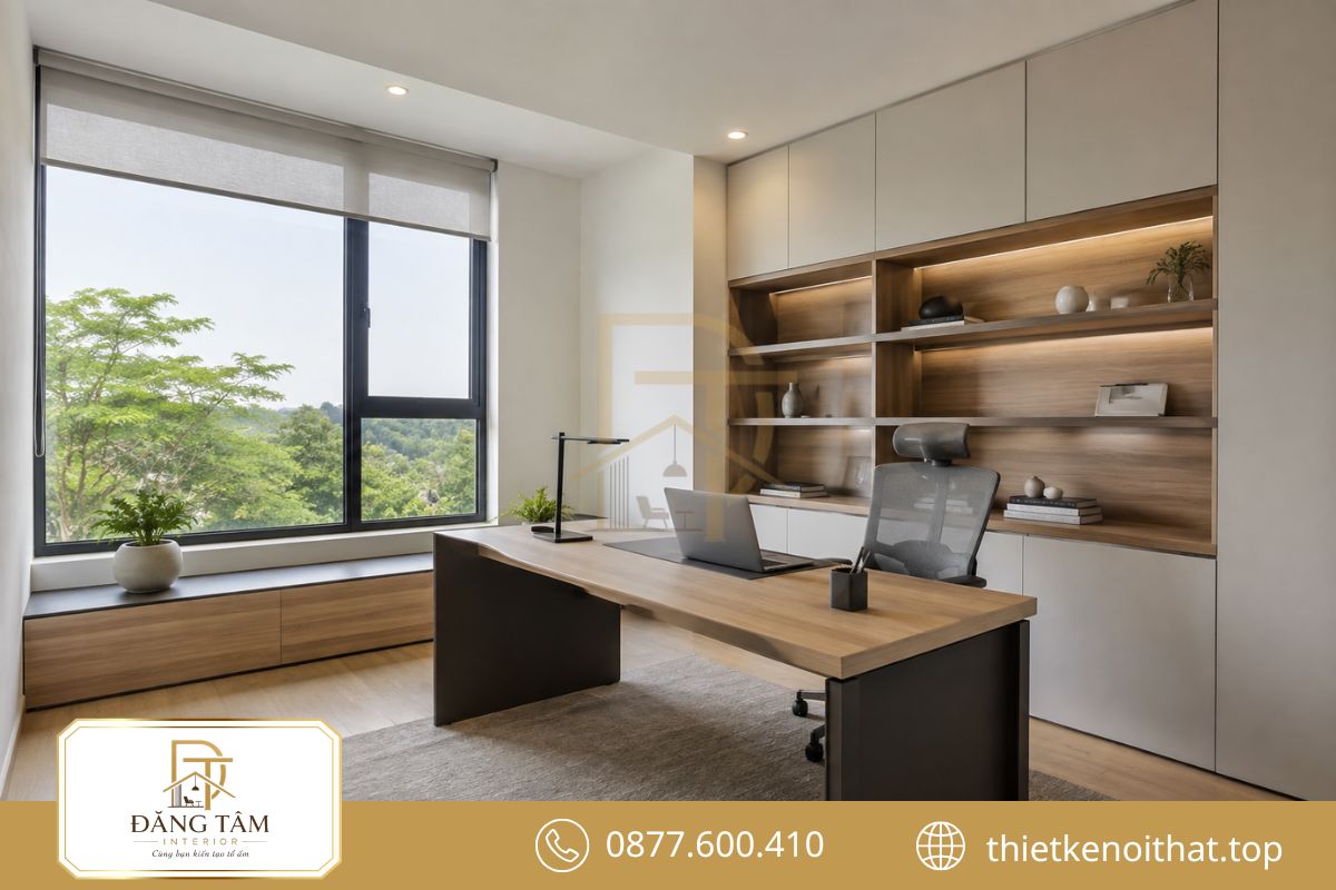 Bố cục gọn giúp nội thất Minimalism tạo góc làm việc sáng và tập trung