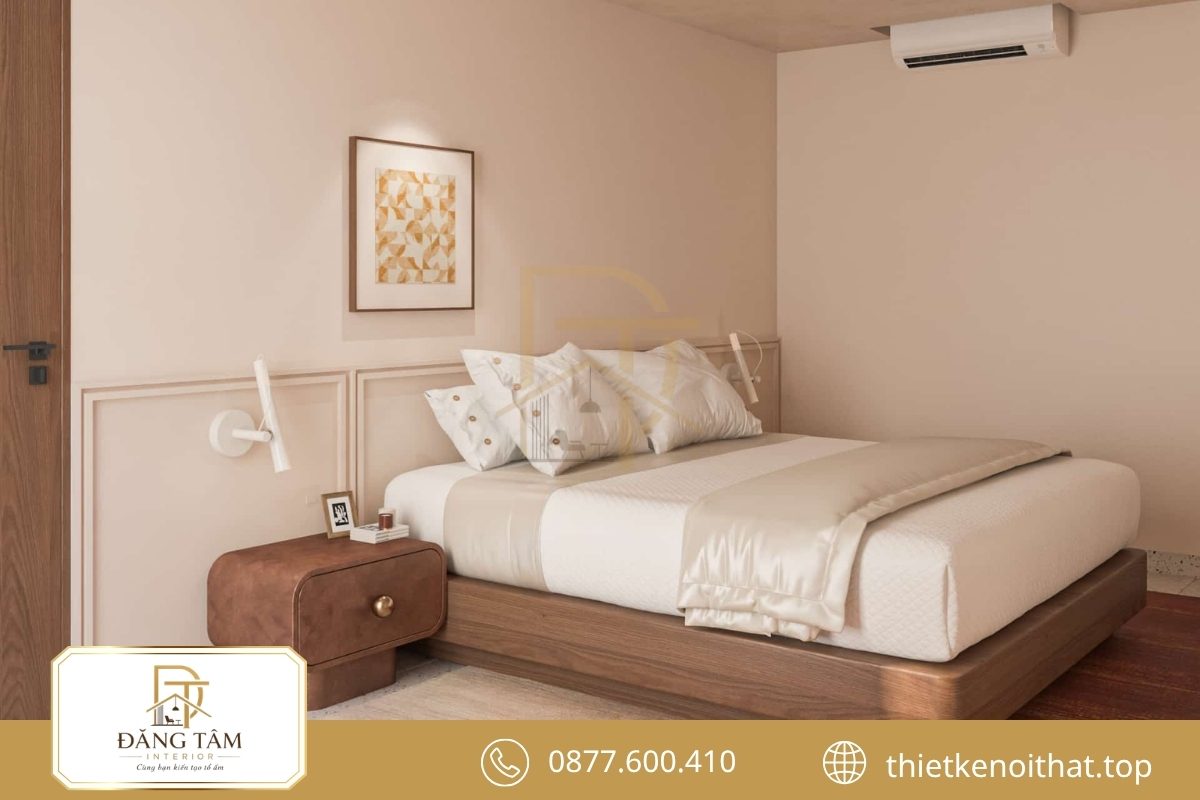 Thiết kế phòng ngủ 16m2 Minimalism giữ khoảng trống và màu trung tính 