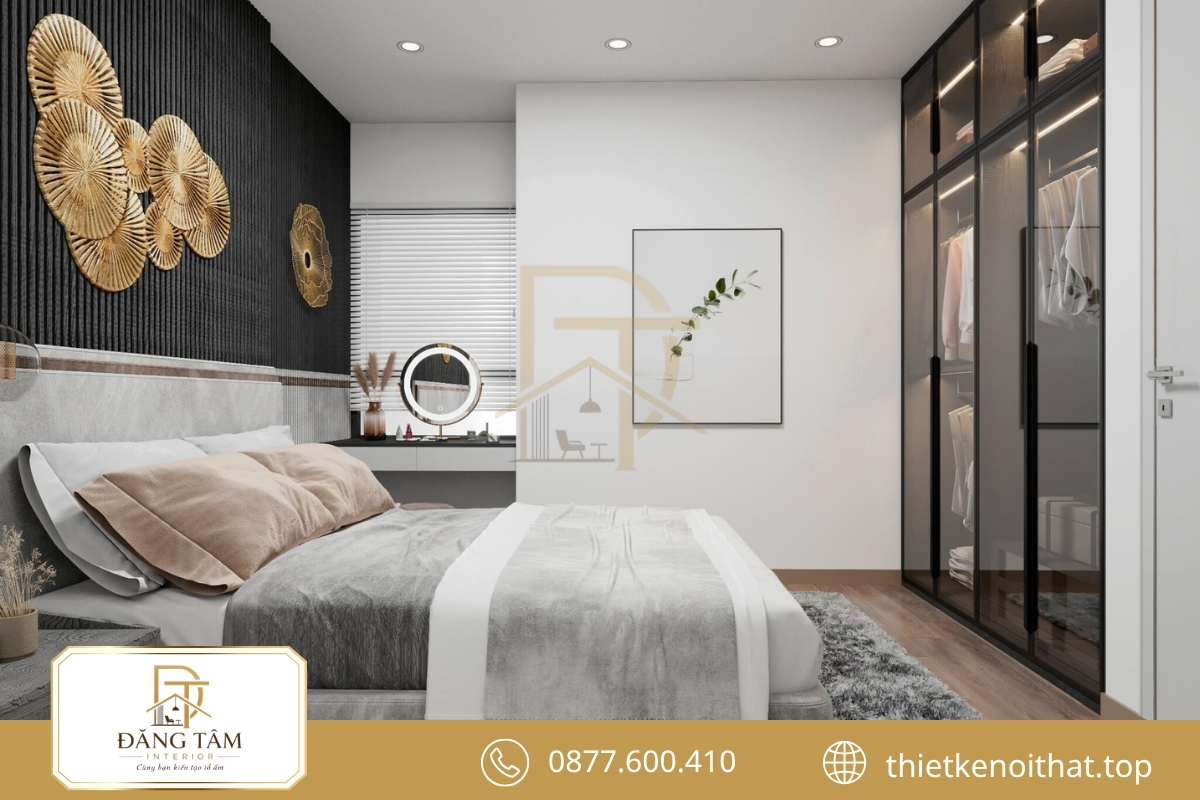 Thiết kế phòng ngủ 16m2 Luxury nổi bật vật liệu và ánh sáng 