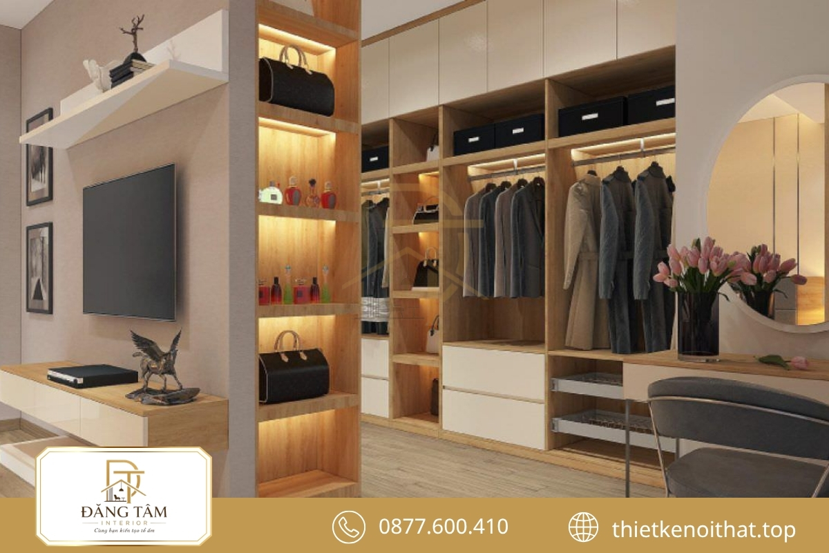 Khu thay đồ bán mở liên kết thuận tiện với không gian nghỉ ngơi 