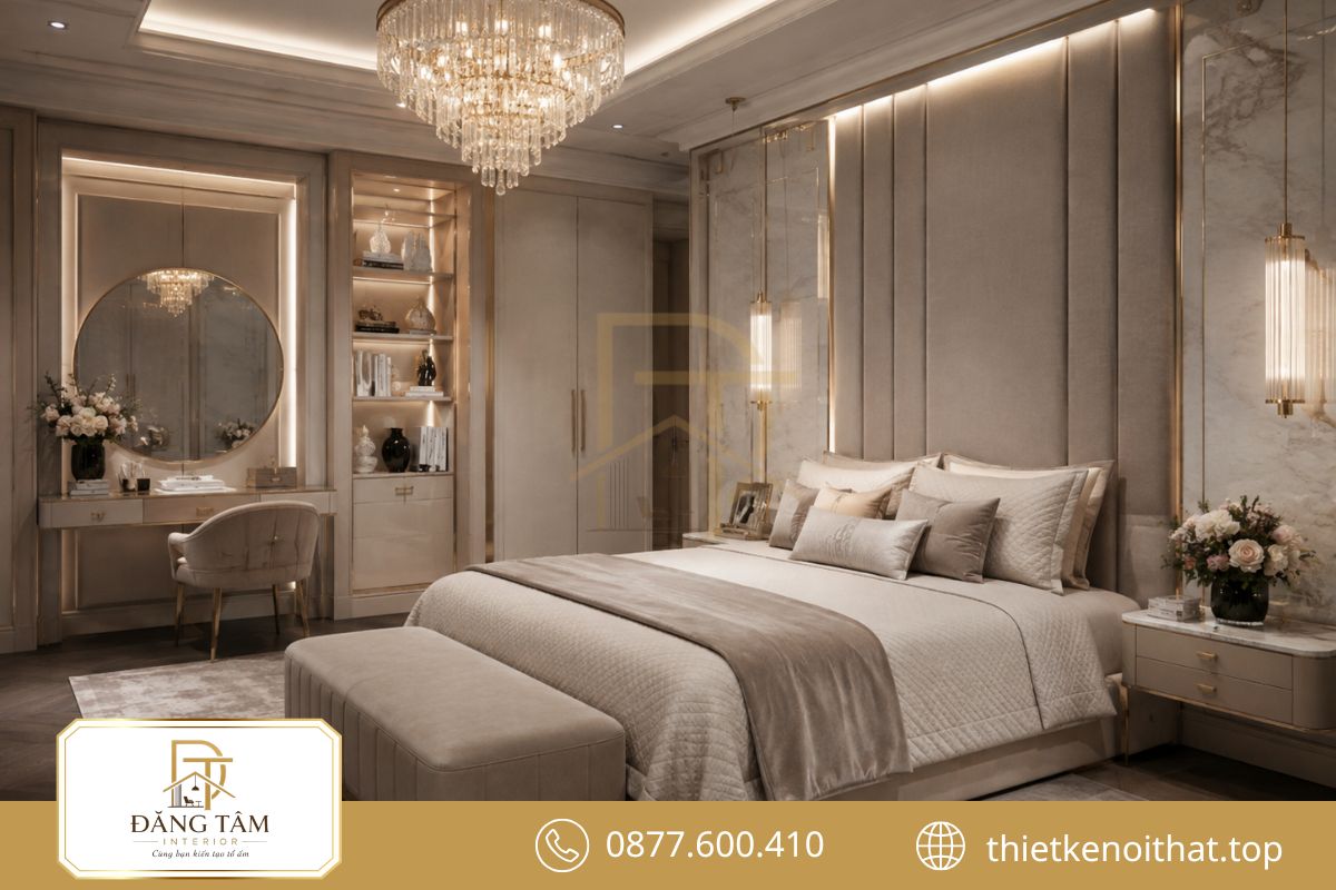 Không gian hiện đại nổi bật với nội thất gọn gàng và bảng màu hài hòa