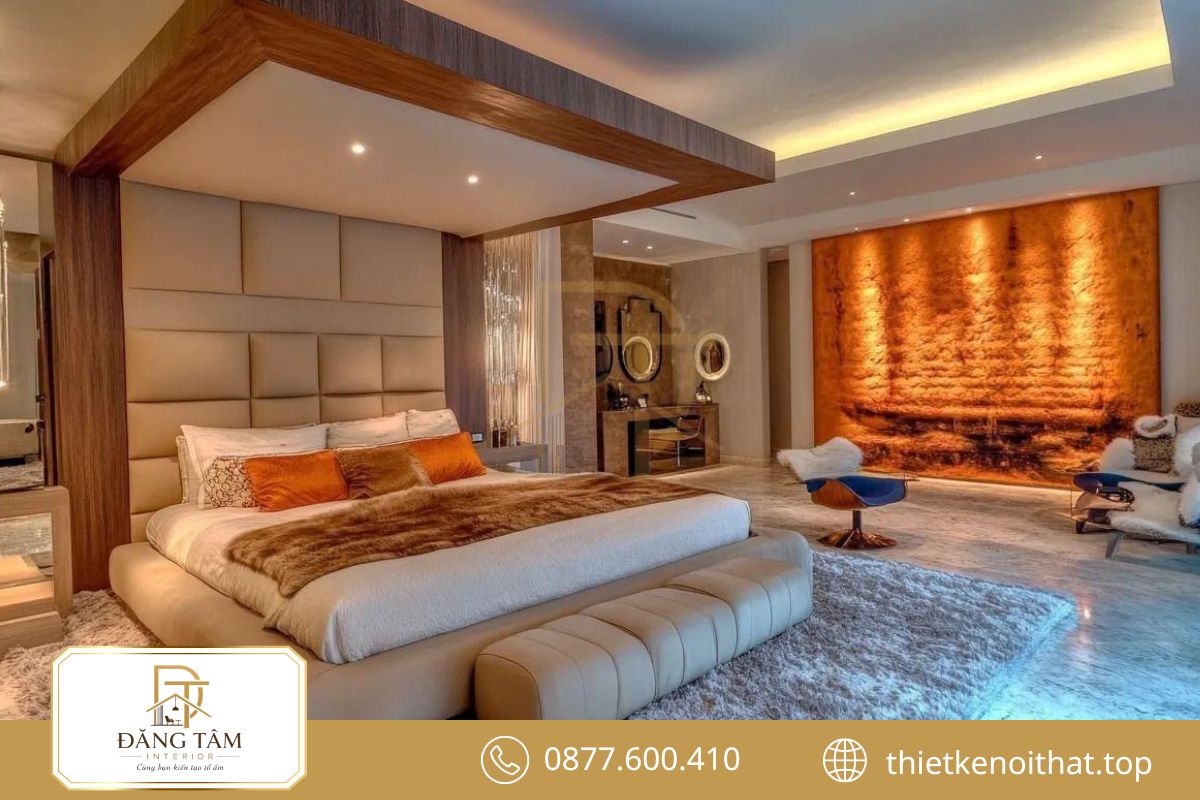 Vật liệu cao cấp mang đến phòng ngủ Luxury sang trọng và giàu chiều sâu