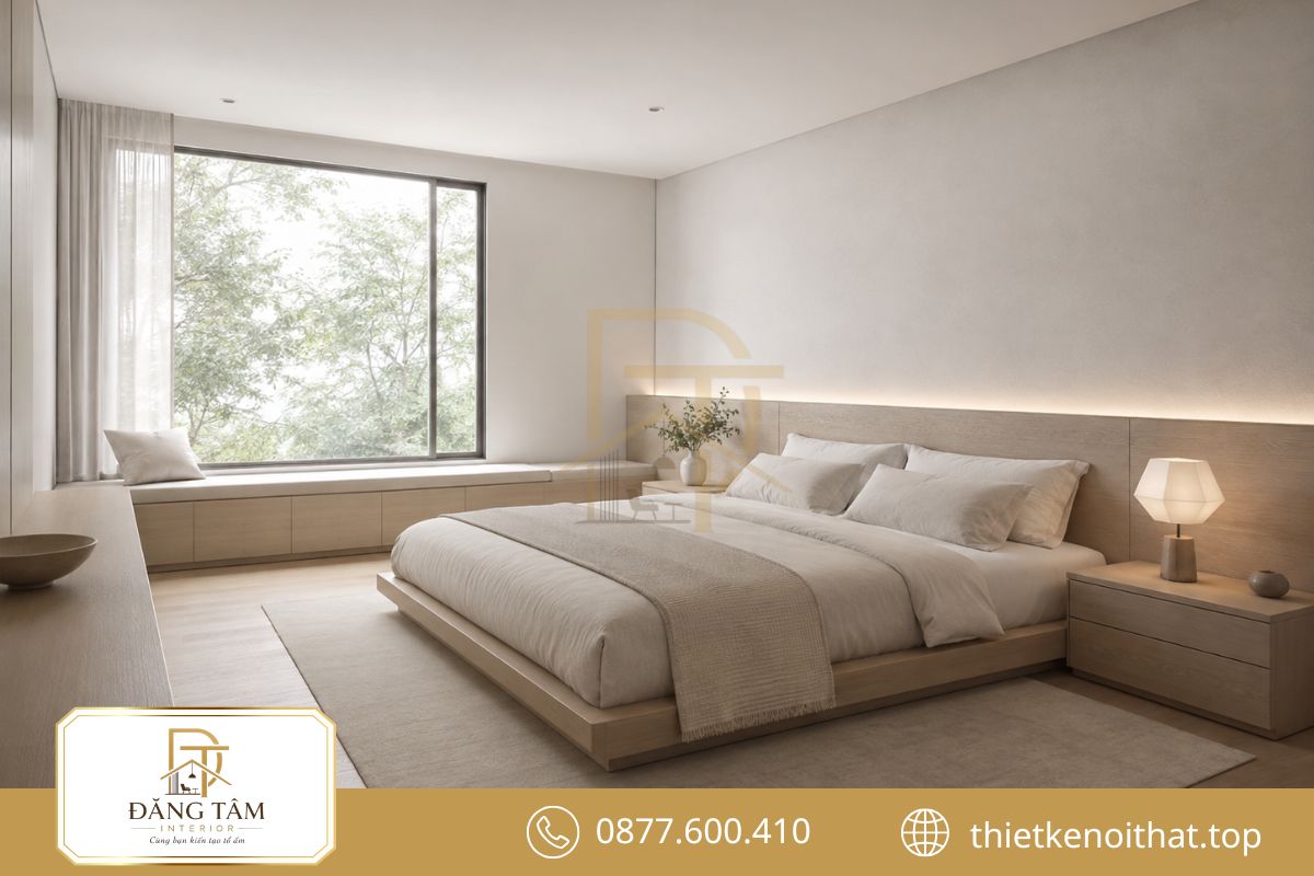 Phòng ngủ tối giản tạo cảm giác nhẹ nhàng nhờ đường nét tinh gọn