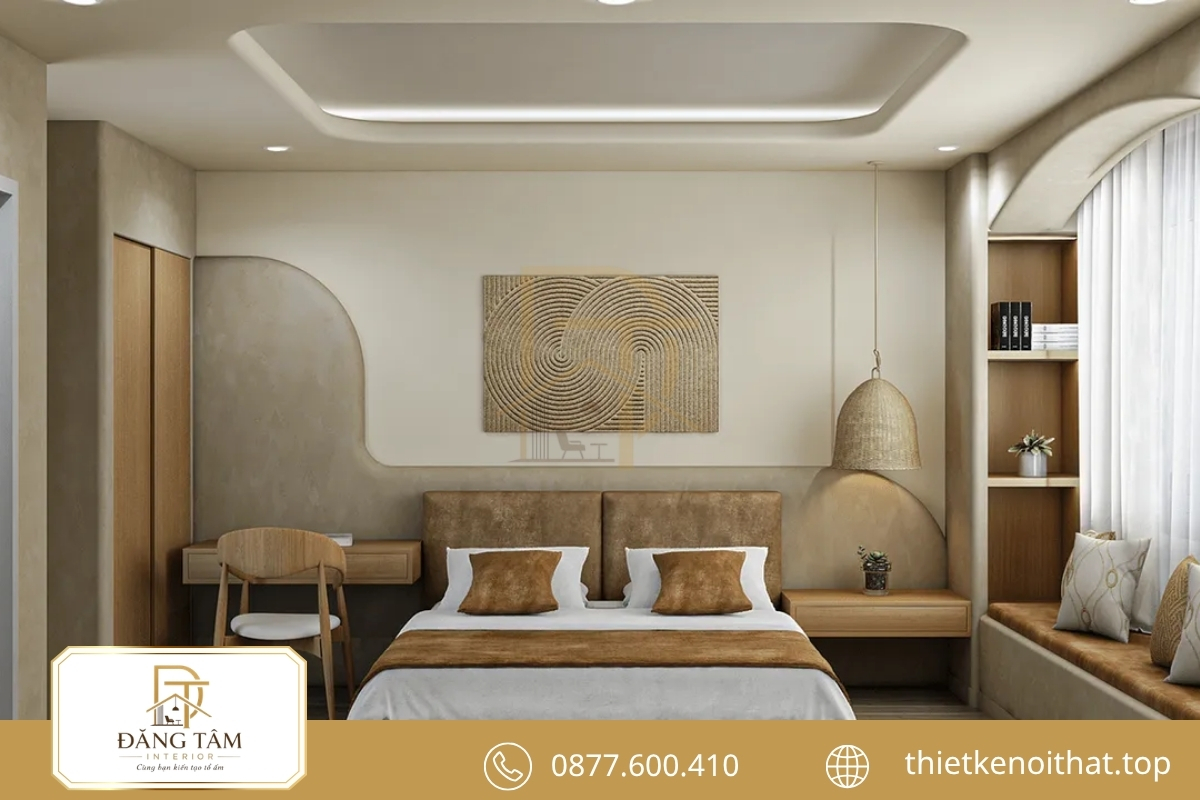 Phòng ngủ phong cách Wabi Sabi tạo cảm giác yên tĩnh, thư thái 