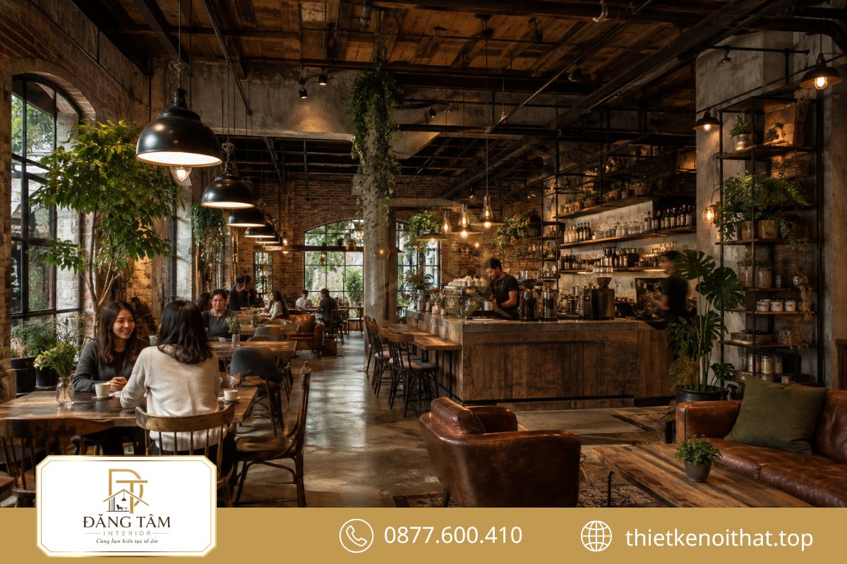 Quán cafe phong cách nội thất Rustic ghi dấu bằng chất mộc và ánh sáng giàu cảm xúc