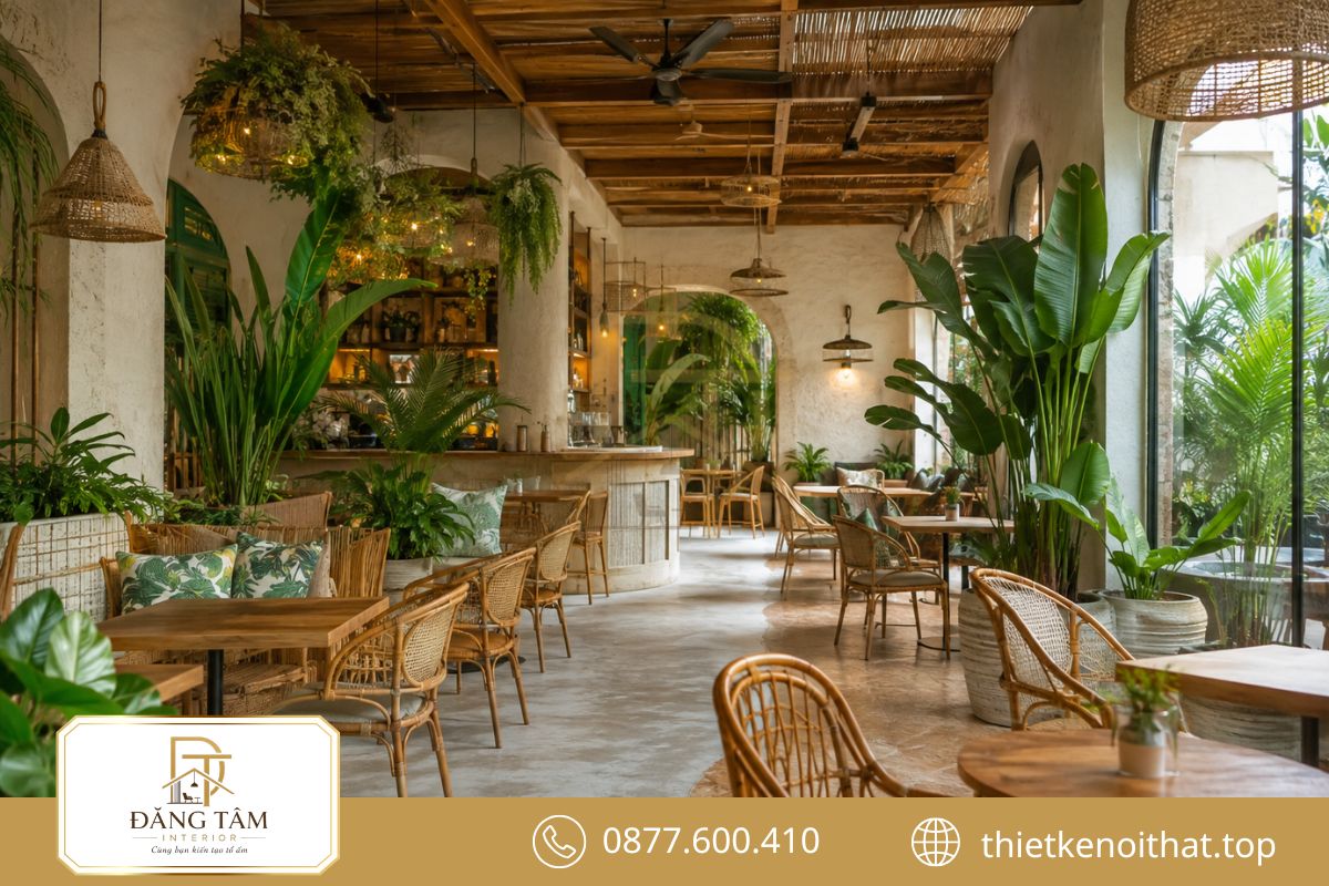 Quán cafe Tropical gây ấn tượng bằng cây xanh và vật liệu bản địa