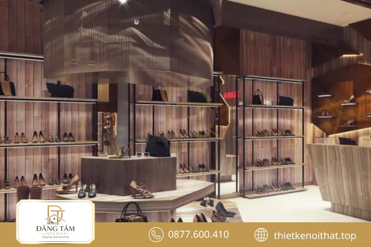 Giày và phụ kiện phối hợp hài hòa tạo nên khu trưng bày đầy tính thời trang