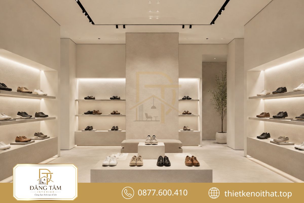 Không gian tối giản tạo khoảng thở để từng thiết kế giày trở thành điểm nhấn