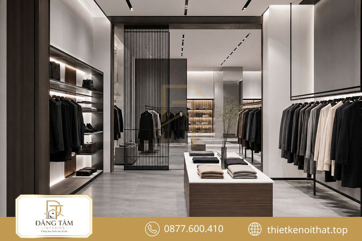 Phong cách hiện đại tạo không gian tinh gọn, sáng rõ và dễ làm nổi sản phẩm