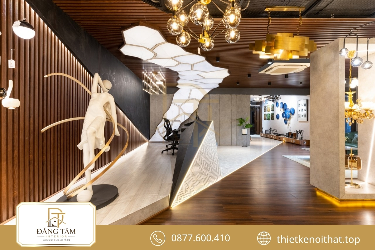 Nội thất showroom đèn trang trí sang trọng tôn vẻ đẹp tinh xảo sản phẩm