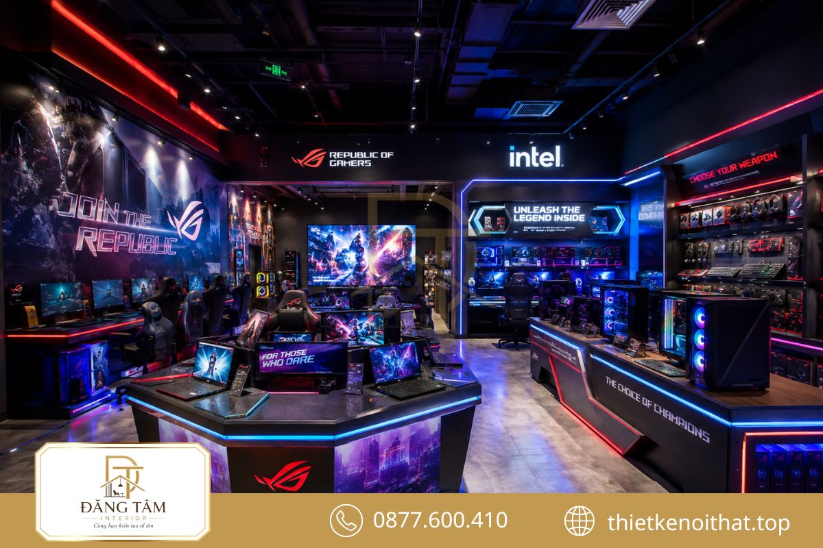Không gian gaming mạnh mẽ tạo cảm giác hứng thú ngay khi khách bước vào