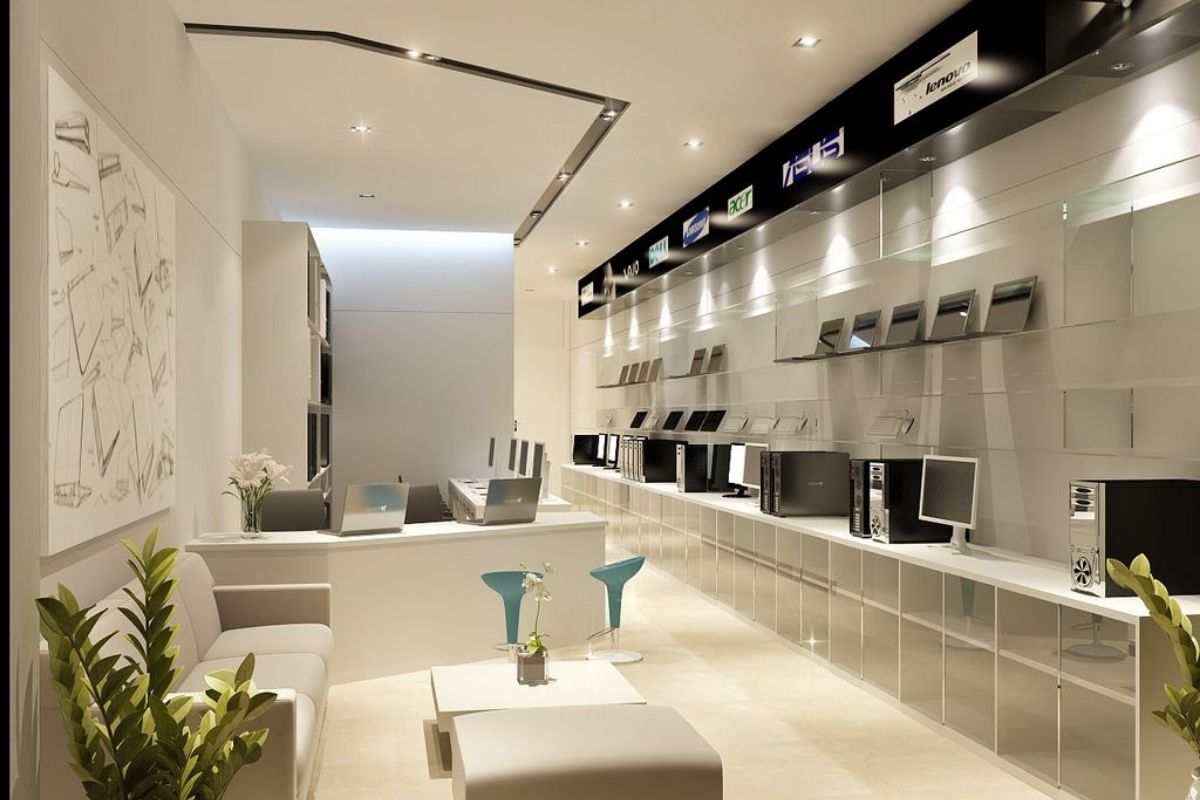 Mẫu thiết kế showroom máy tính chuyên nghiệp, hiện đại, nổi bật