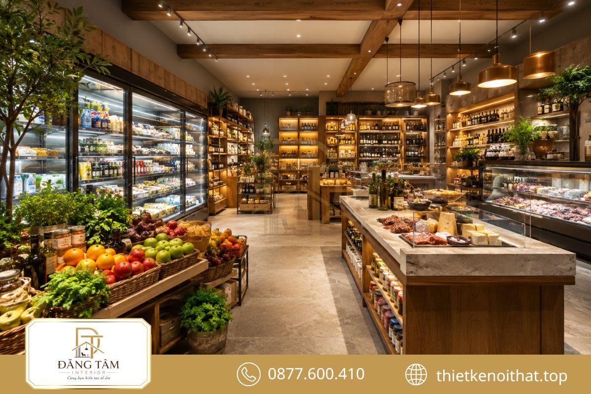 Khu trưng b&agrave;y thực phẩm r&otilde; r&agrave;ng tạo cảm gi&aacute;c sạch sẽ v&agrave; đ&aacute;ng tin cậy