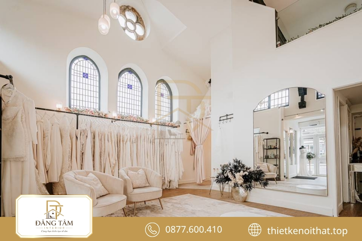 Thiết kế studio áo cưới tối giản tạo vẻ thanh thoát và tinh tế