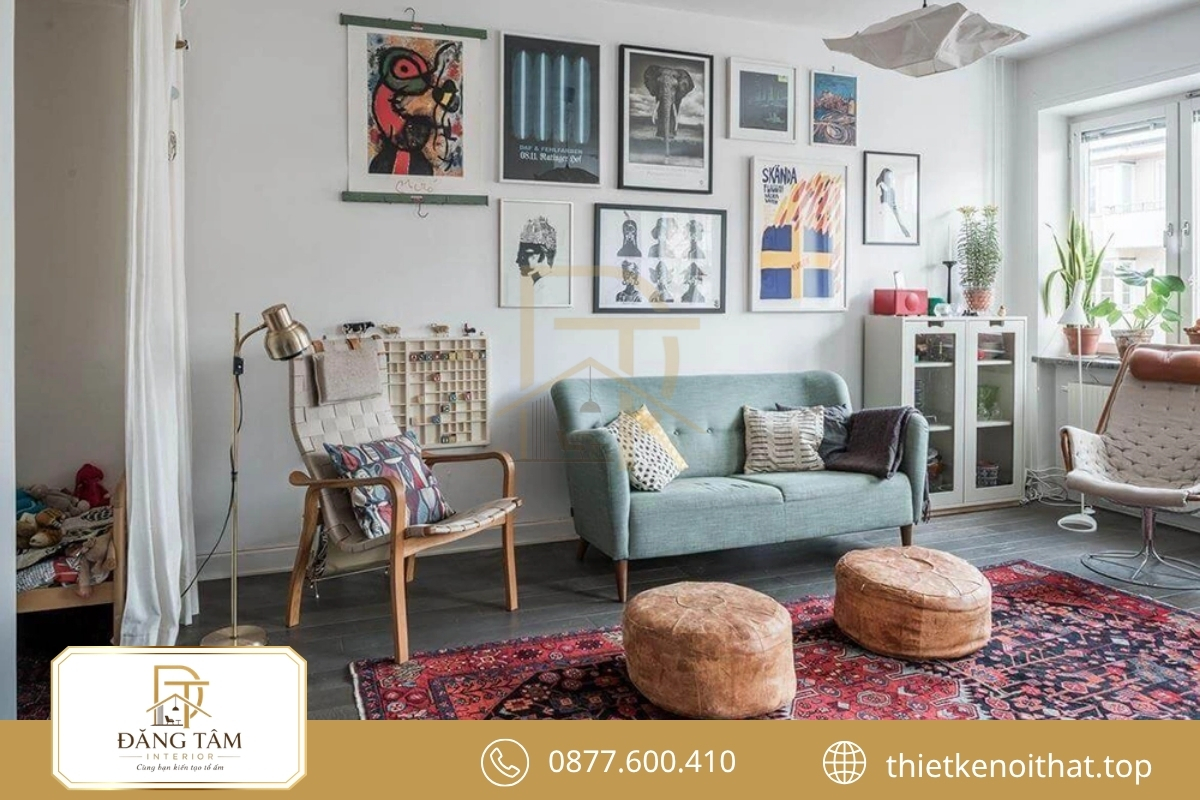 Studio phong cách nội thất Retro tạo nhiều góc chụp giàu màu sắc