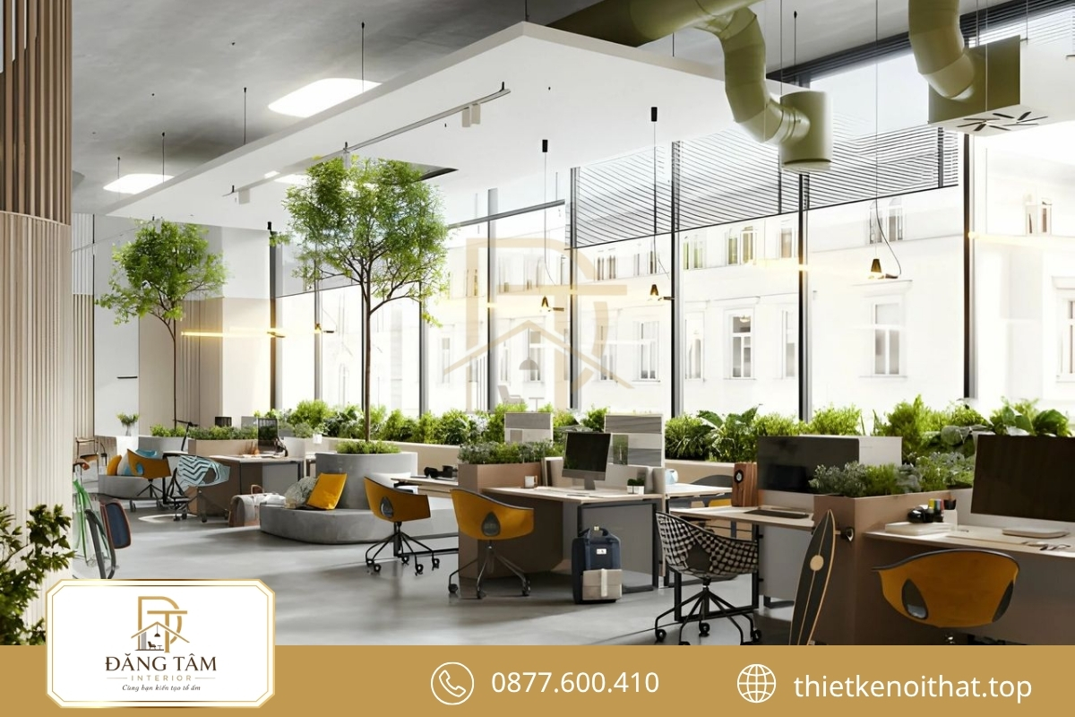 Văn phòng Biophilic 300m2 hài hòa cây xanh và ánh sáng tự nhiên