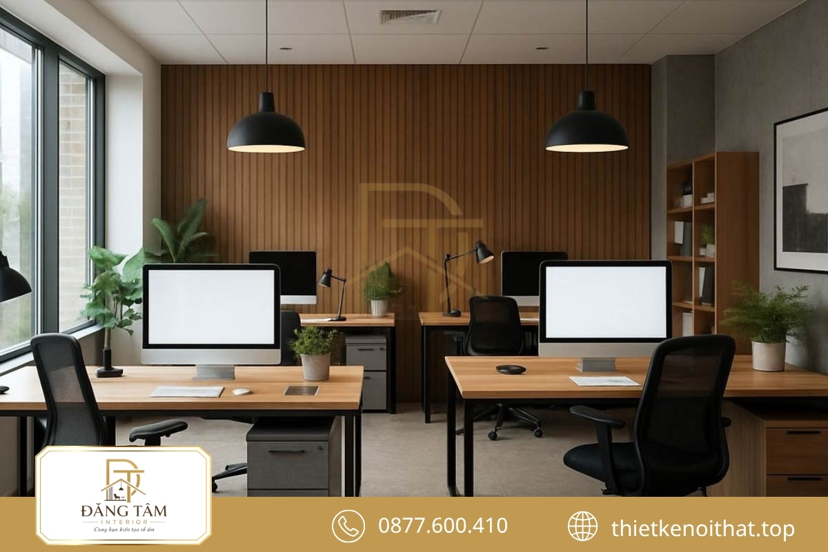 Thiết kế văn phòng 35m2 hiện đại với đường nét gọn và sáng 