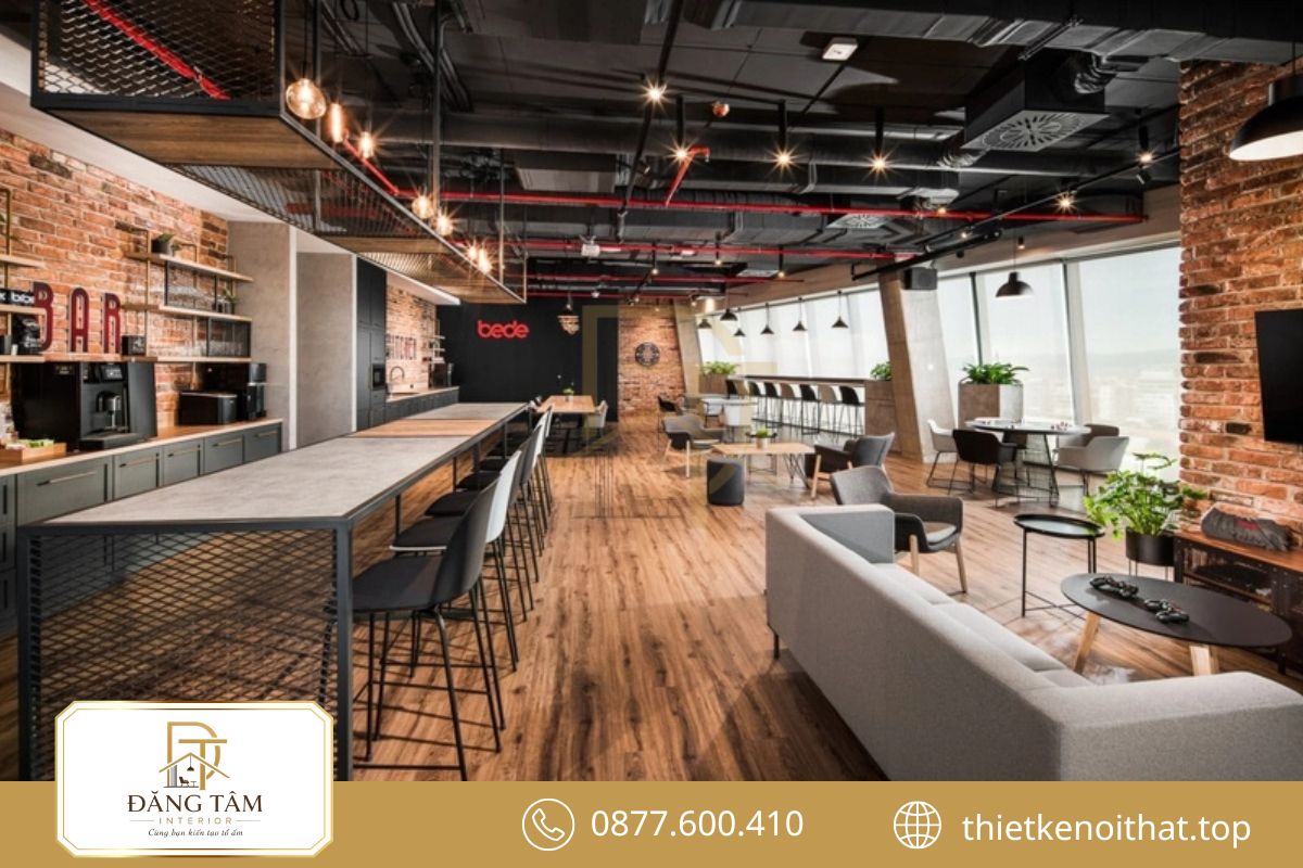 Văn phòng phong cách Industrial tạo môi trường làm việc phóng khoáng, giàu cá tính