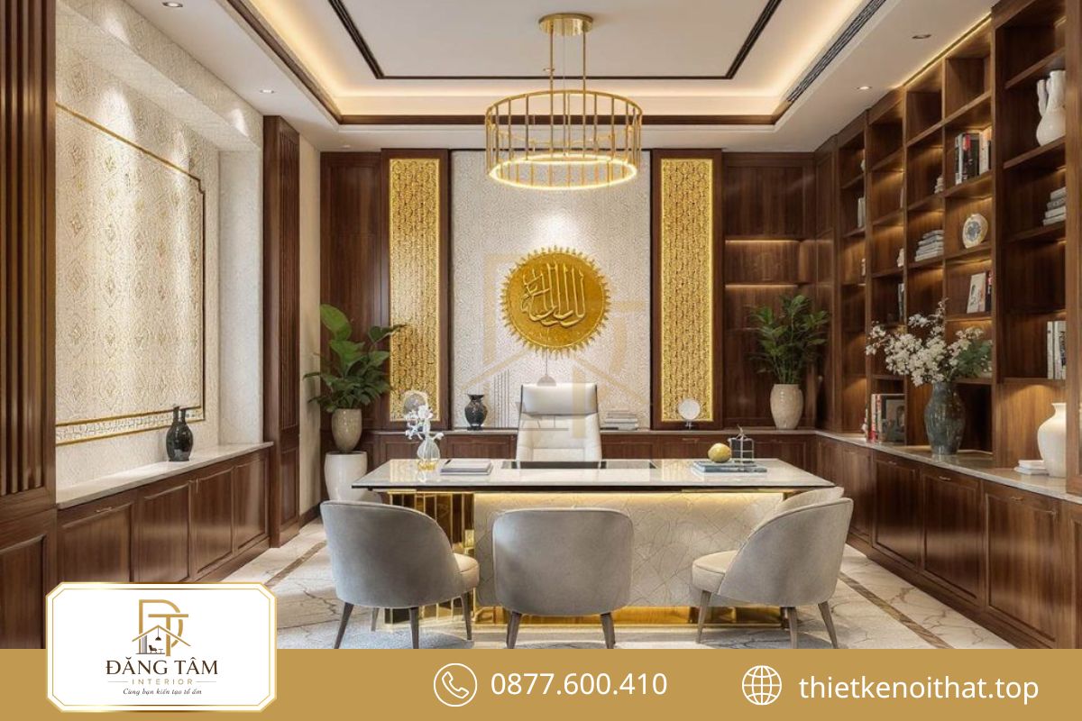 Thiết kế nội thất phòng giám đốc cân đối tỷ lệ đồ dùng và diện tích