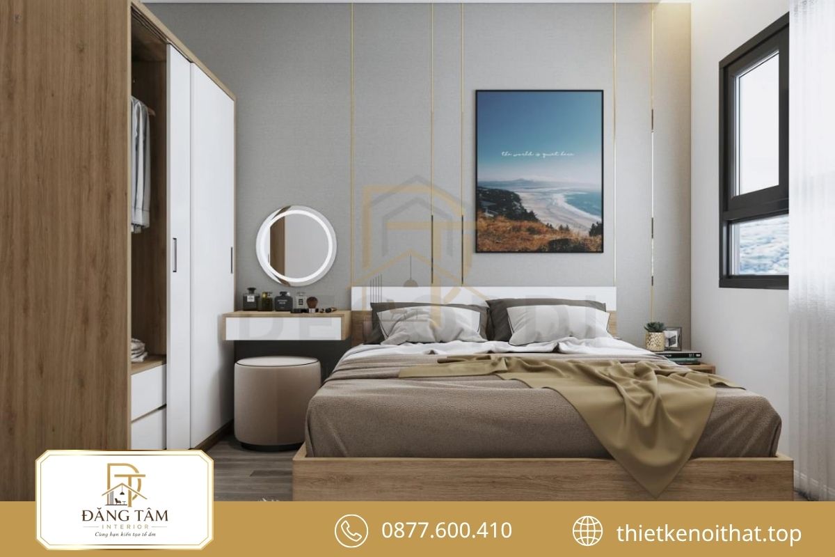 Tủ kết hợp bàn trang điểm tạo hệ nội thất gọn và đồng bộ