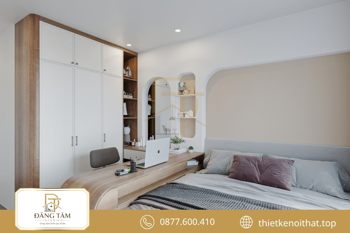 Hệ tủ cao tận dụng chiều đứng và giữ không gian luôn ngăn nắp