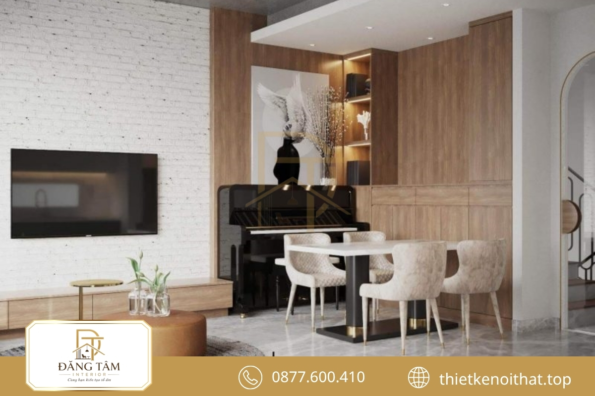 Phong cách nội thất đương đại tạo chiều sâu bằng vật liệu và ánh sáng 