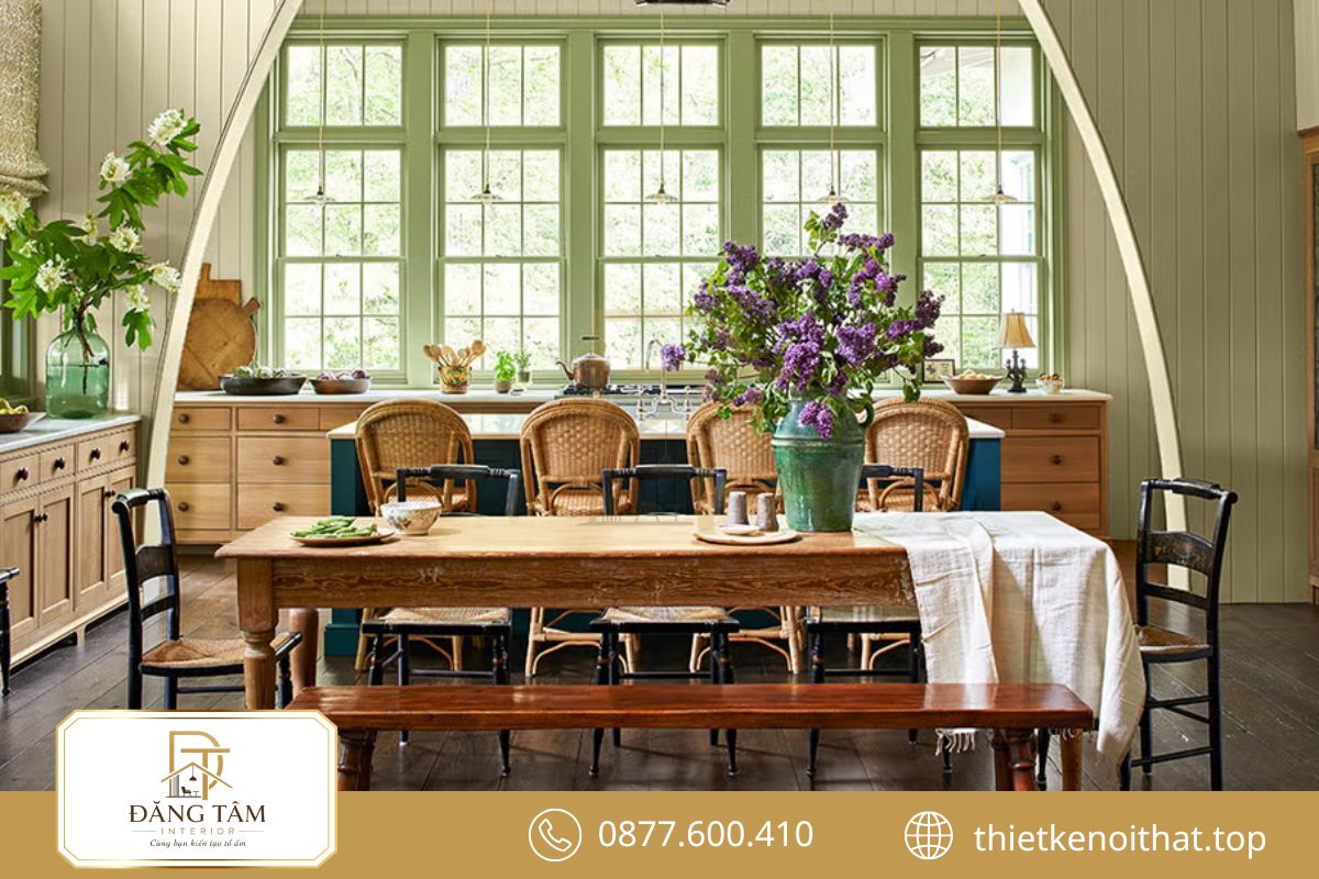 Vật liệu giàu kết cấu làm phong cách thiết kế nội thất Pháp thêm sang trọng
