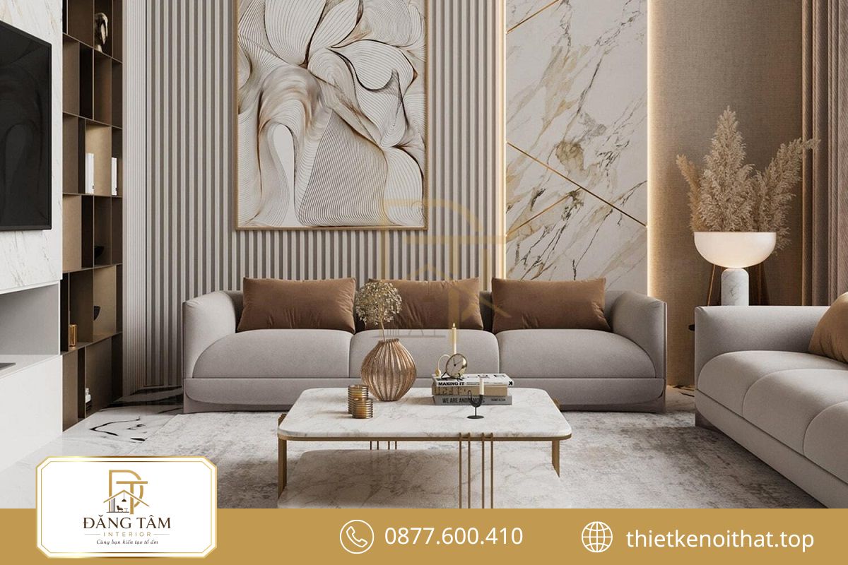 Tỷ lệ nội thất phù hợp tạo sự cân bằng cho toàn bộ phòng khách